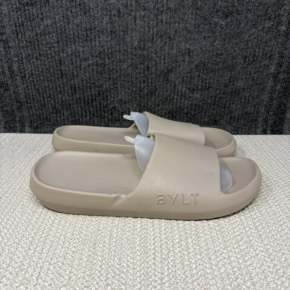 BYLT Basics Haus Cozy Lounge Slide Sandals Rubber Cream Mens Large ( US 11 )